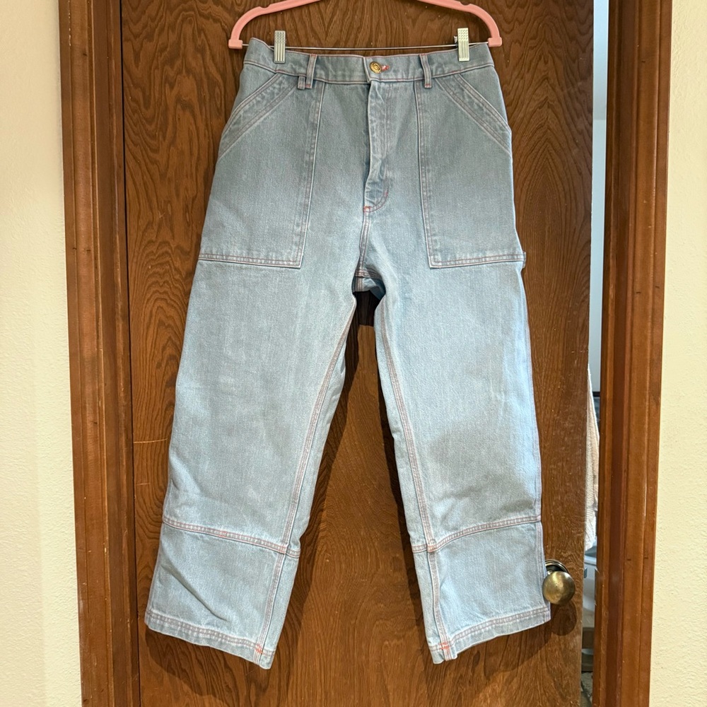 Big Bud Press Denim Carpenter Pants Light Blue Size Medium Petite NEW